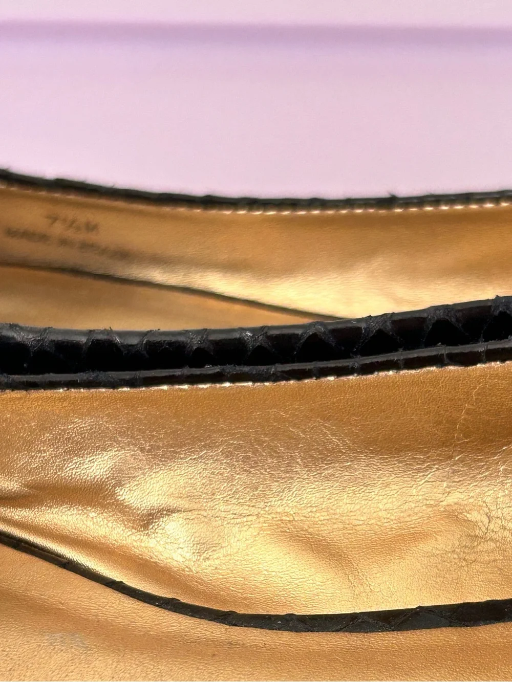 Kate Spade classy pearl cluster peep toe flat with textured soft leather 7.5